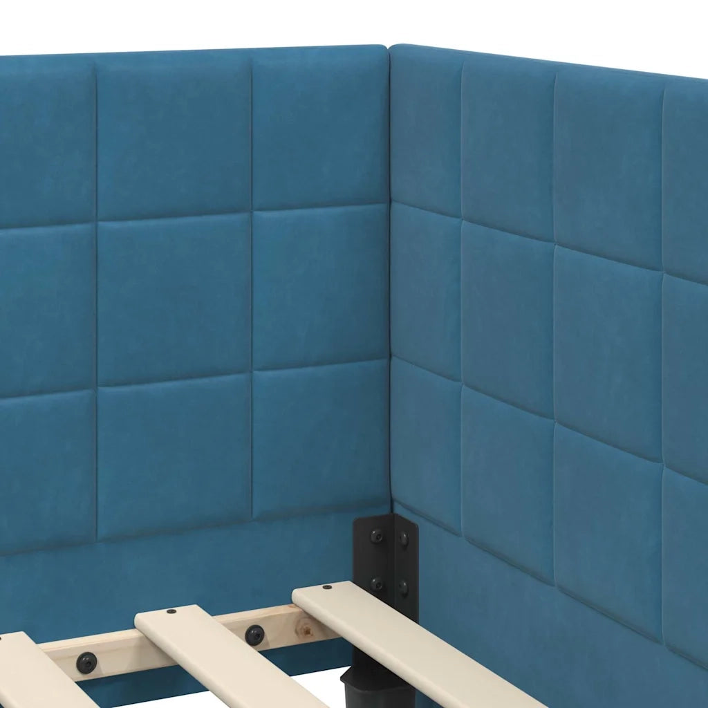 Cornice del letto ad angolo Blu 90 cm x 190 cm Velluto 42016377