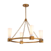 Lampadario Art Déco oro Ø84 4xE27 opale Kristy Elstead