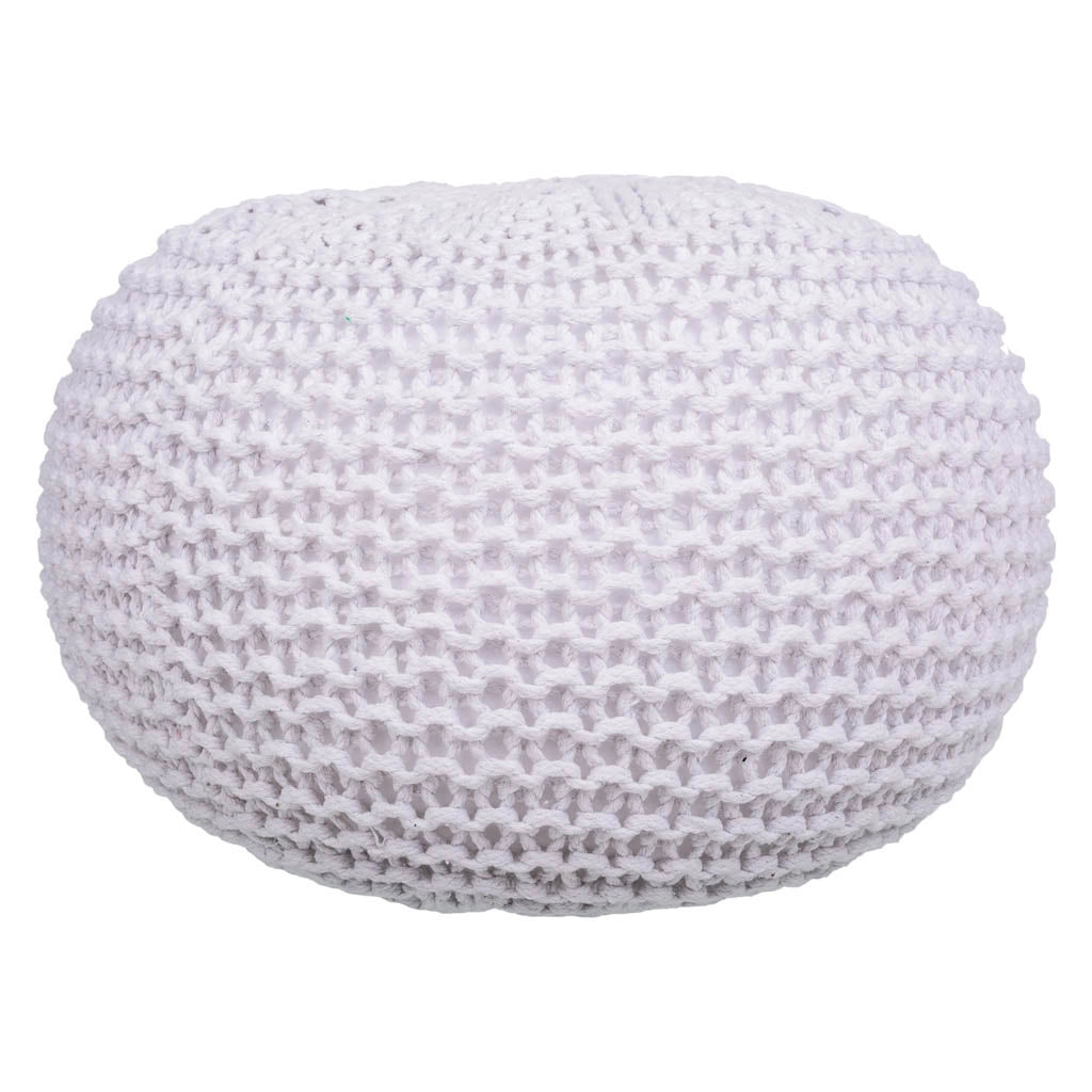 Puff de algodón trenzado blanco 38x38x30