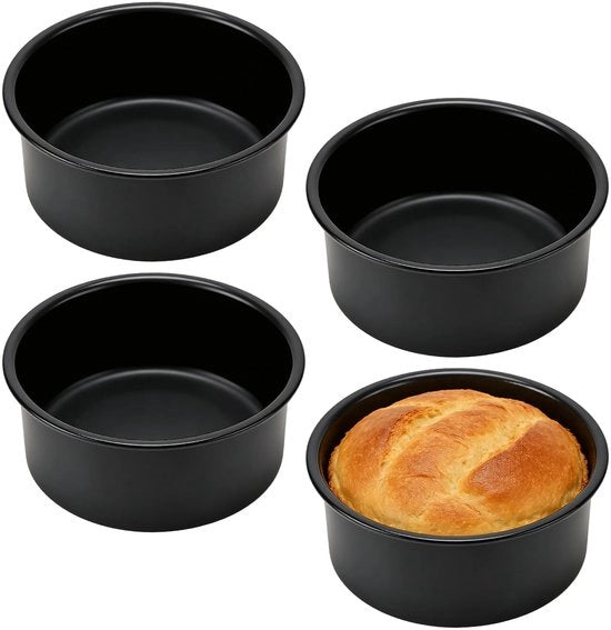 Set di 4 forme a cilindro per torta rotonda da 15,5 cm - non aderente, forma profonda in acciaio di carbonio per compleanni, matrimoni e occasioni festive