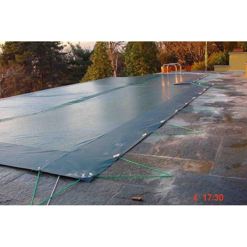 Telo Copertura Piscina 3x2,50m in PVC 600 gr/mq Verde - Protezione Invernale Antifoglie, Occhielli 50cm Sicurezza Bambini & Antiraggi UV