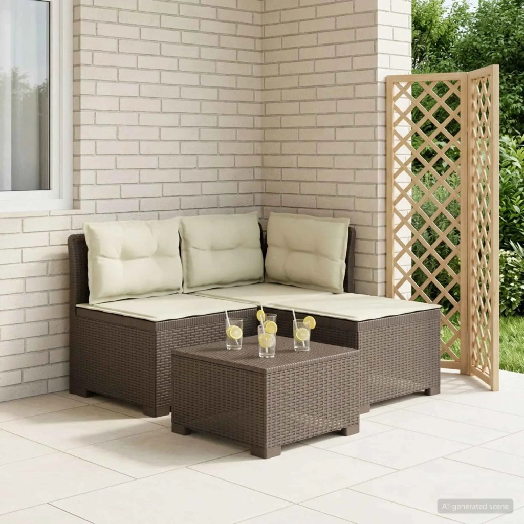 Divano da esterno-Divano da Giardino 3 posti con cuscini in look rattan PP 683903