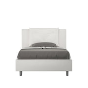 BS COM Letto una piazza e mezza senza rete imbottito 120x210 similpelle bianco