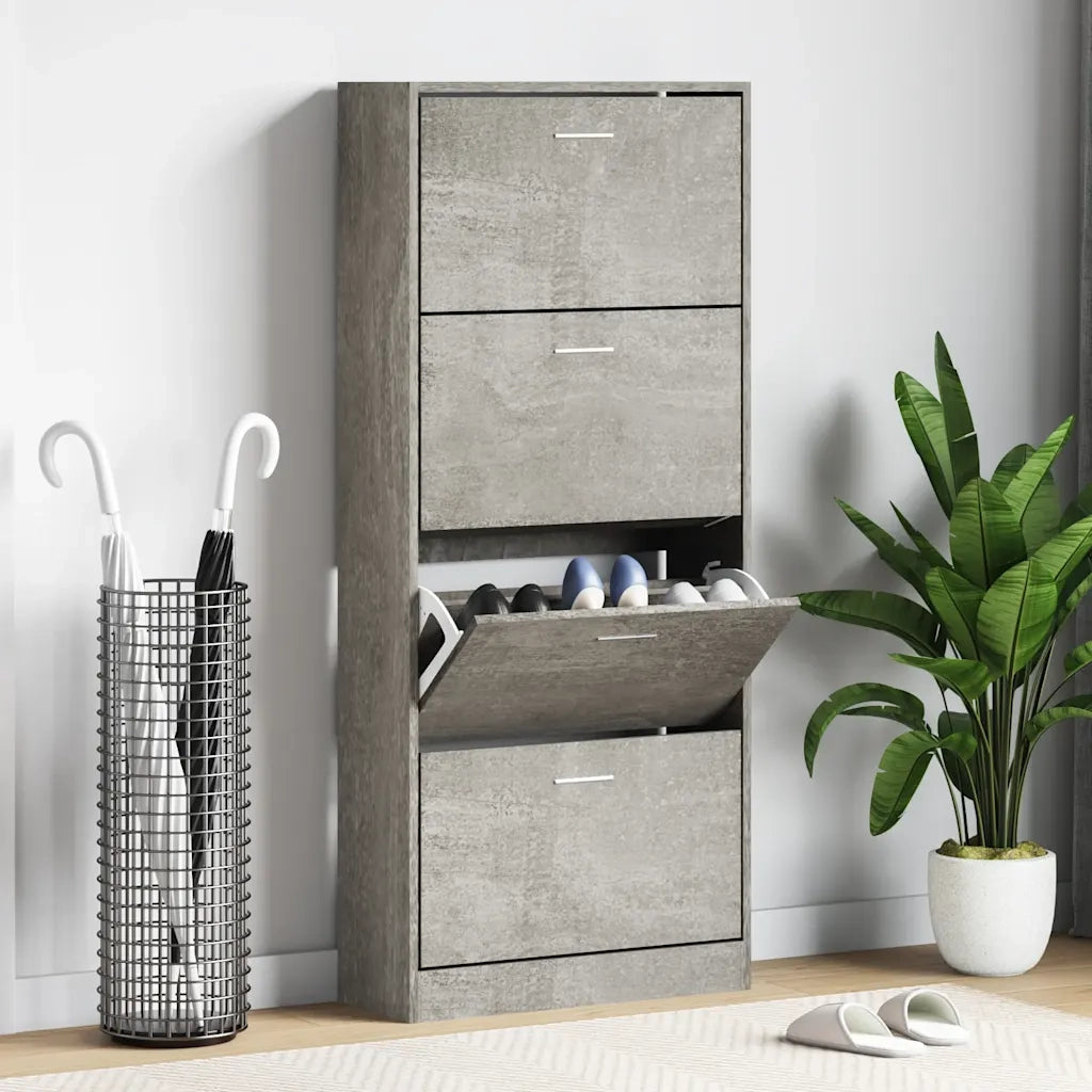 Scarpiera | Mobile per scarpe Grigio Cemento 63x24x147 cm in Legno Multistrato