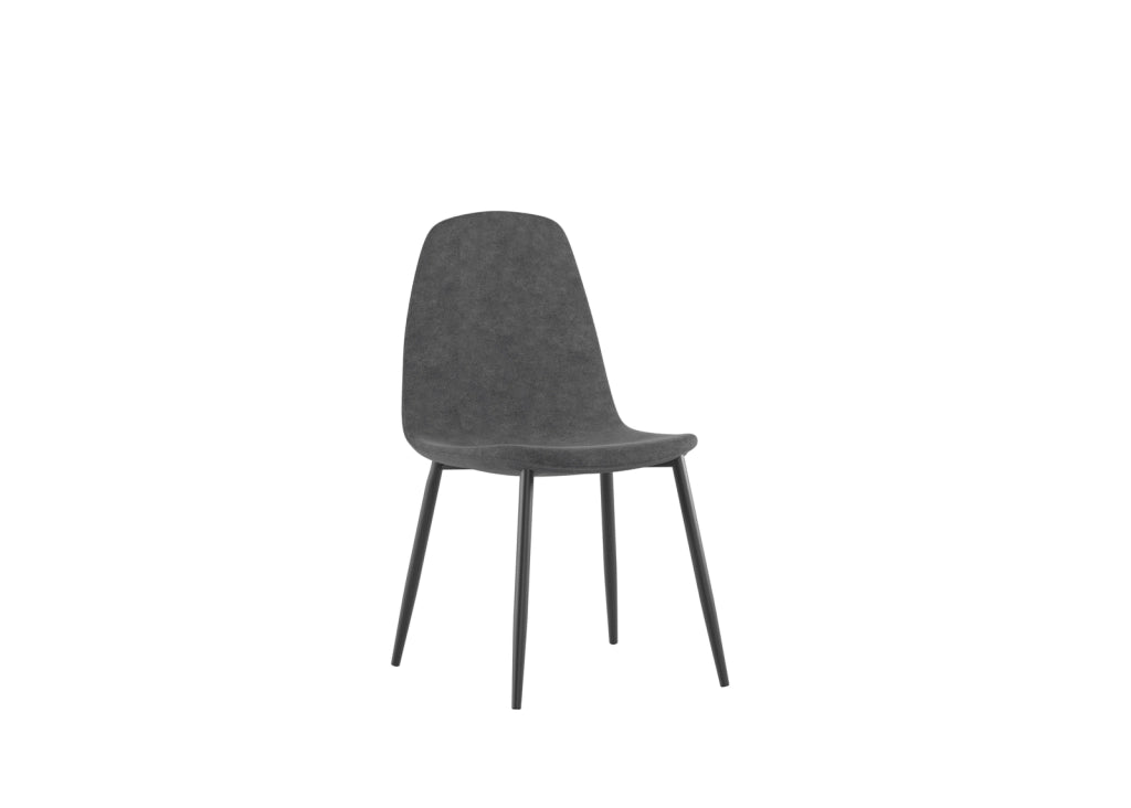 Sedia Brigitte in Similpelle Grigio Vintage con Struttura in Metallo Antracite - Seduta Imbottita Design Moderno Industrial - 4 Pezzi