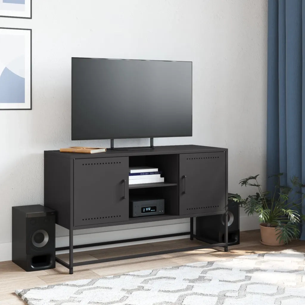 Mobile TV | Armadietto TV | Mobile Porta TV Nero 100,5x39x60,5 cm in Acciaio