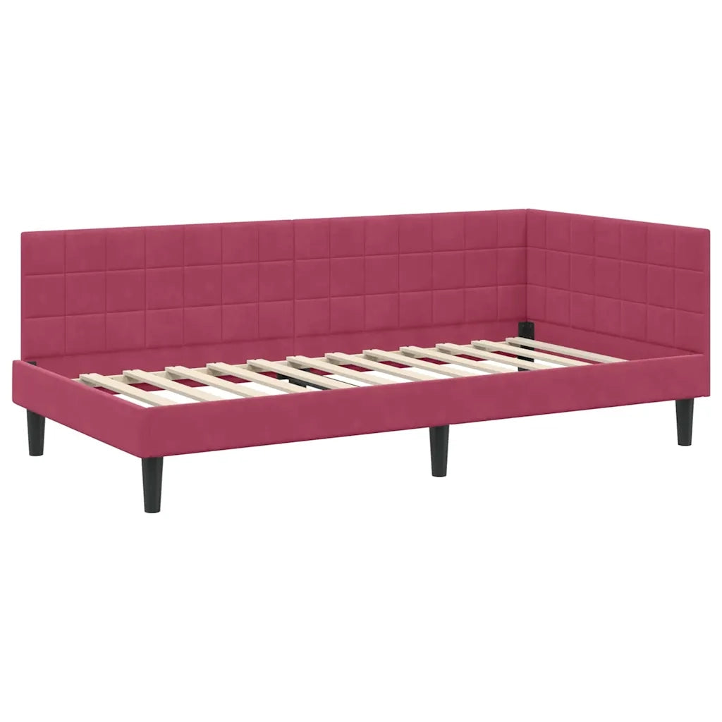 Cornice del letto ad angolo Rosso Vino 90 cm x 200 cm Velluto 42016432