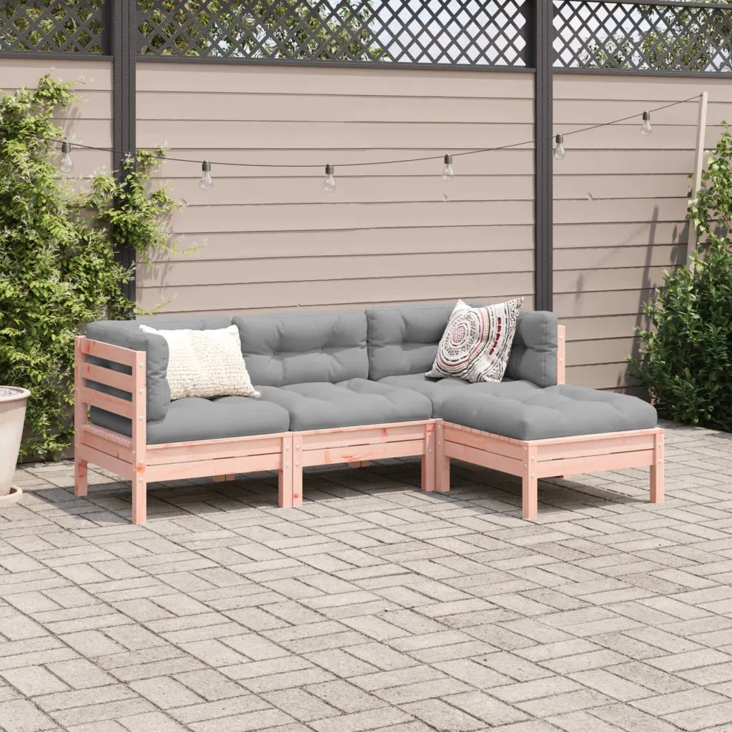 Set Divani Giardino 4 pz Cuscini Legno Massello Abete Douglas