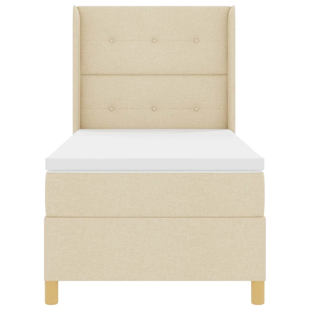 Letto a molle con strisce LED Crema 100 x 200 cm Tessuto 3343684