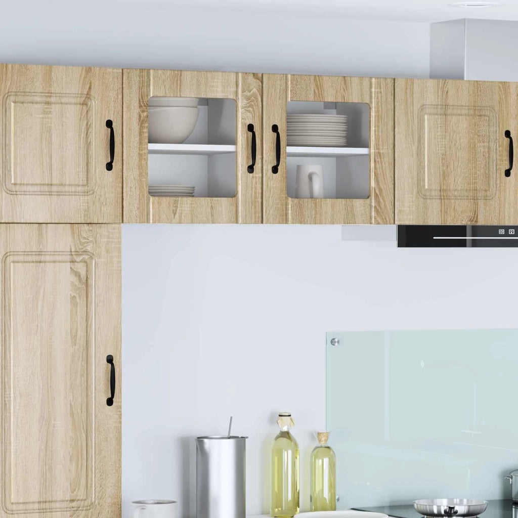 Pensile da cucina | Mobile in vetro da parete LUCCA 2 pz Rovere Sonoma