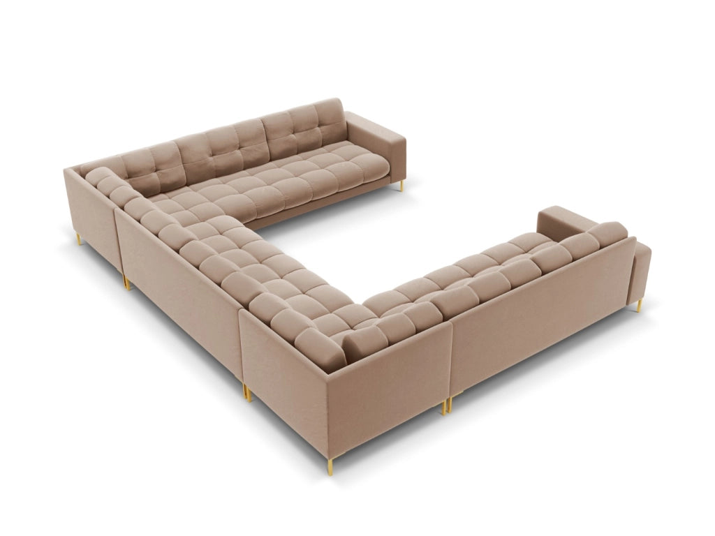 Cosmopolitan Design - Divano panoramico "Bali" 9 posti in velluto beige 