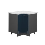 Mobile ad angolo cucina Fame-Line Blu scuro lucido/Antracite 80.5 cm, PL Marmo Vicco