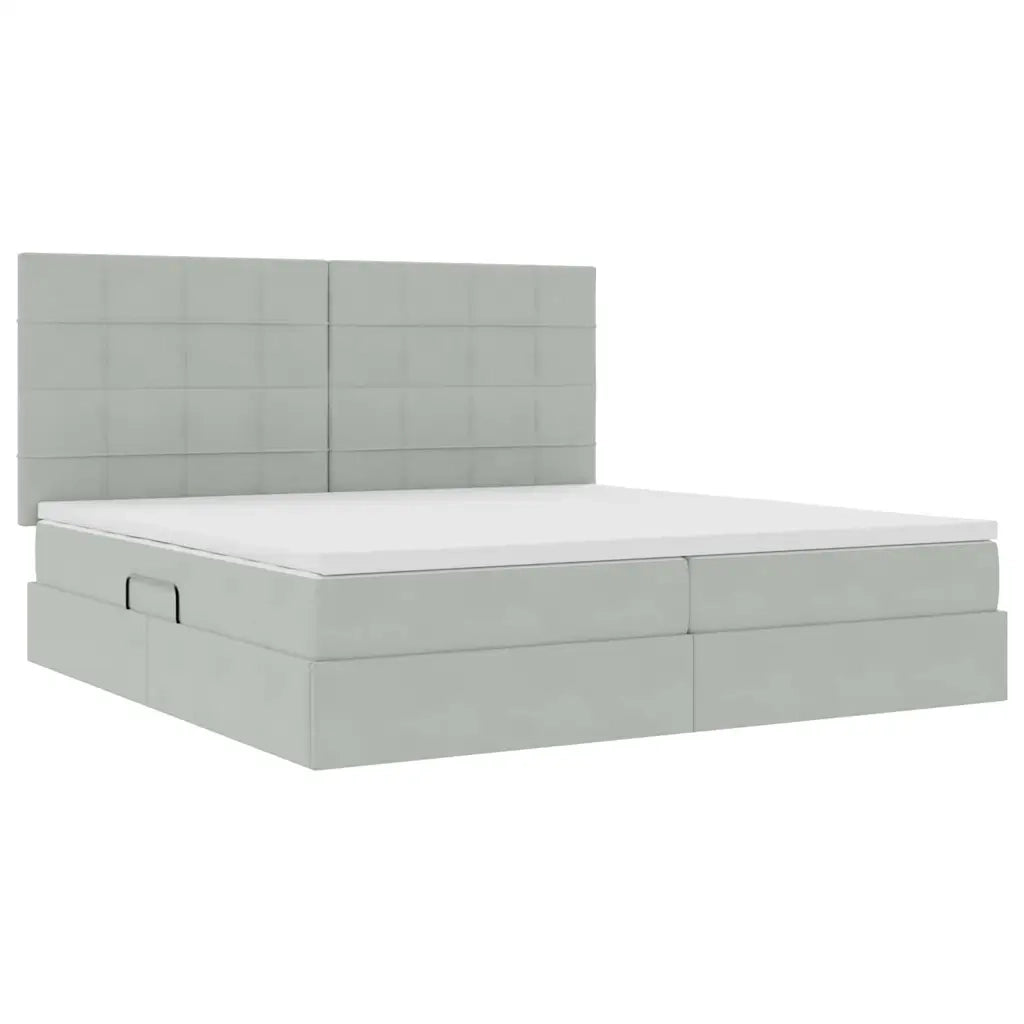 Letto con contenitore e LED Grigio chiaro 200 x 200 cm Velluto 3372687