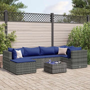 Set Divani da Giardino 7 pz con Cuscini in Polyrattan Grigio 3308223