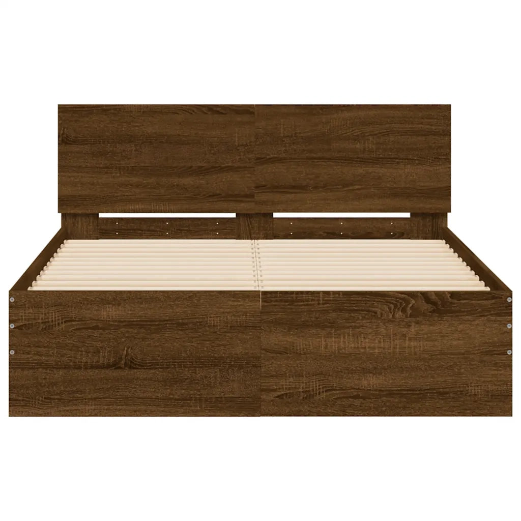 Giroletto con Testiera e LED Rovere Marrone 140x190 cm 3207629