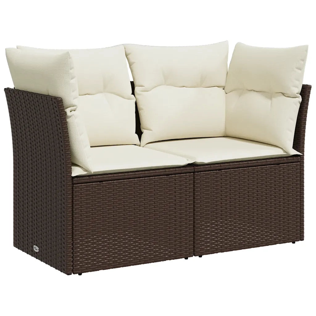 Divano da Giardino a 2 Posti con Cuscini in Polyrattan Marrone 366217