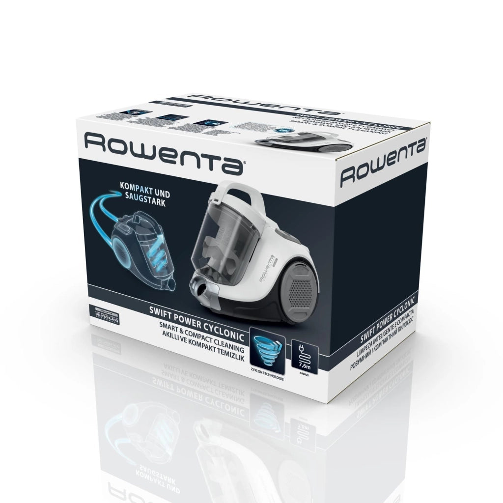 Rowenta RO2957EA Swift Power Cyclonic Aspirapolvere a Traino Senza Sacco Ciclonica 1.2 L 750 W 77 dB colore Bianco Grigio