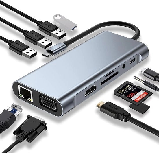Adattatore USB C 11-in-1, compatibile con MacBook Pro/Air e dispositivi Type C