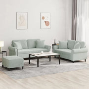 Set di Divani 3 pz con Cuscini Grigio Chiaro in Velluto 3202240