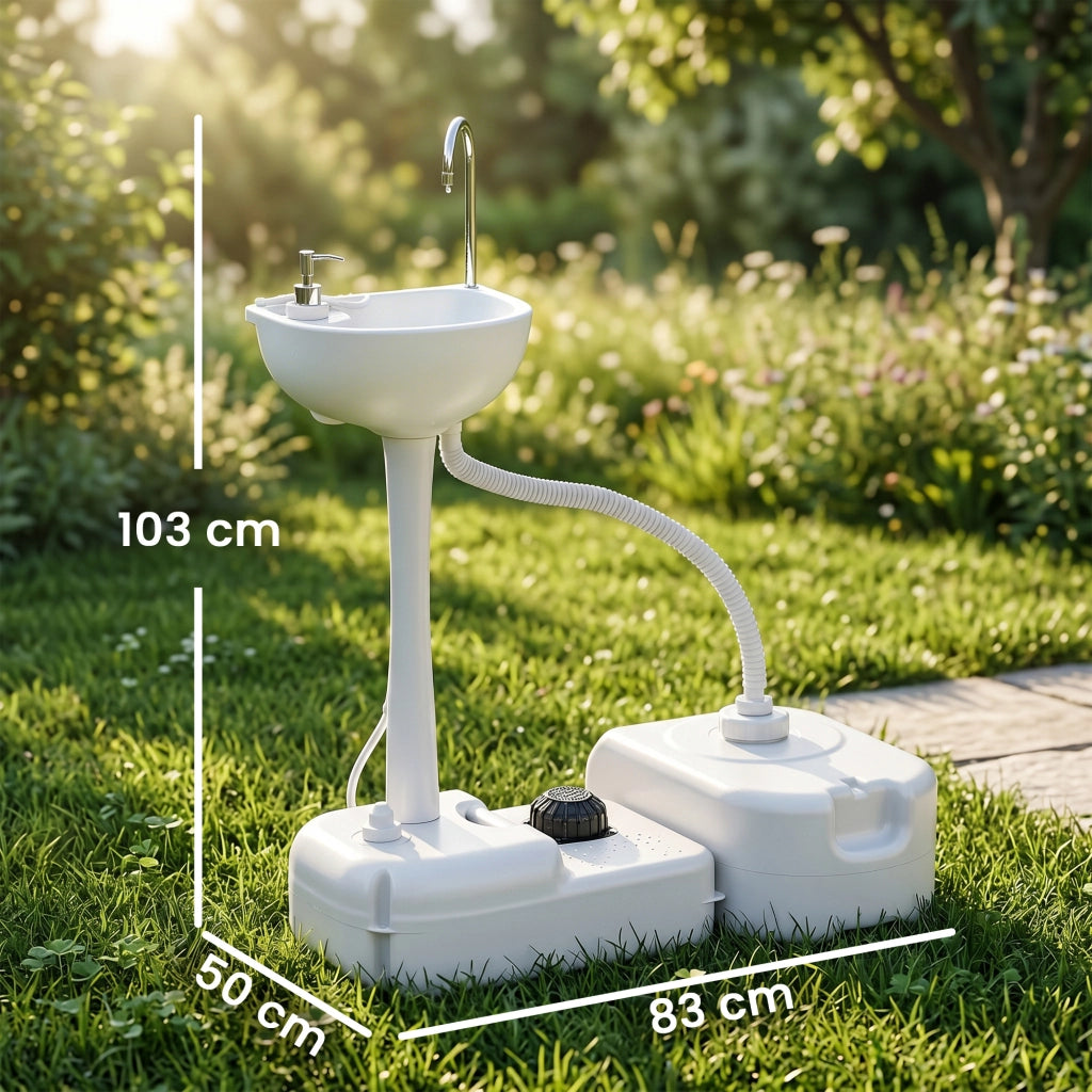 Lavabo Portatile con Ruote ¨C Xylo ¨C Bianco 83x50x103cm