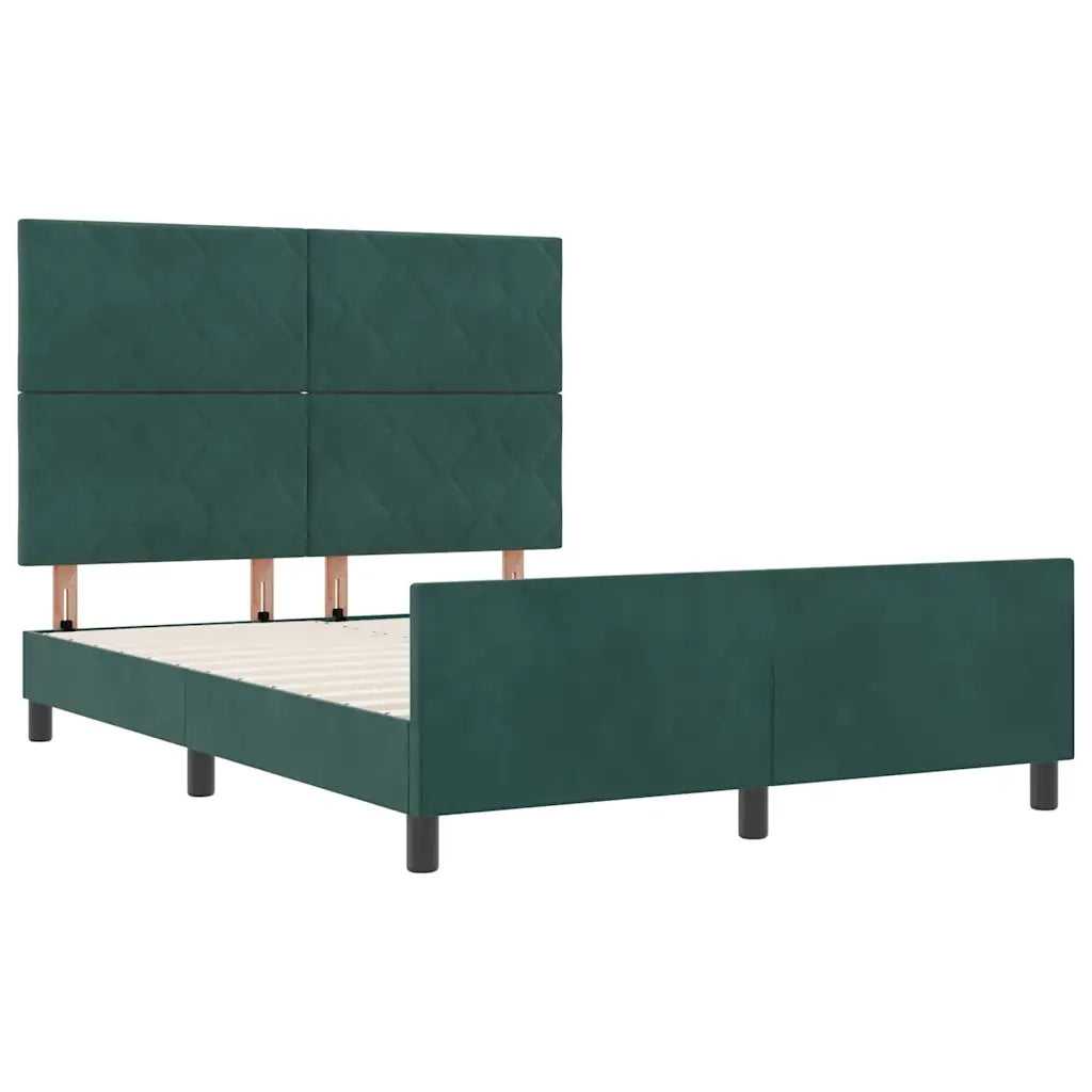 Letto a molle con testiera Verde Scuro 140 x 200 cm Velluto 3345014