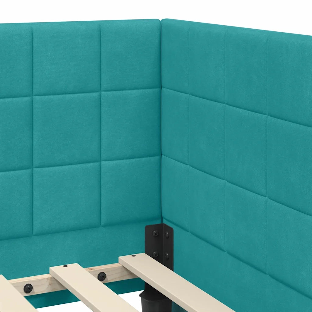 Cornice del letto ad angolo Turchese 100 cm x 200 cm Velluto 42016406