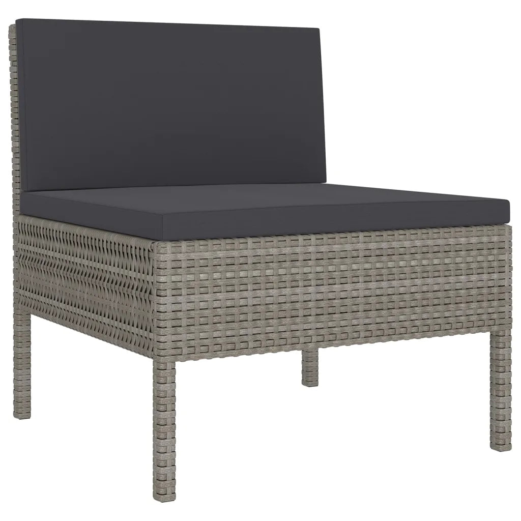 Set Divani da Giardino 9 pz con Cuscini in Polyrattan Grigio 3094466