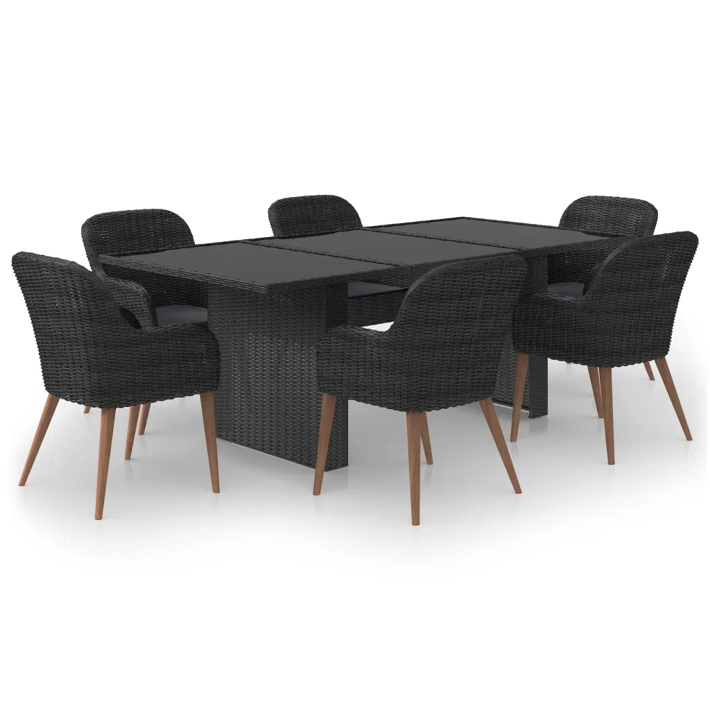 Set da Pranzo da Giardino 7 pz in Polyrattan Nero 3059482