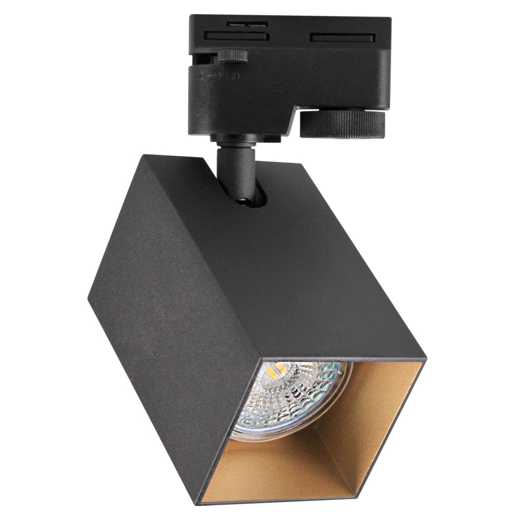 Faretto su binario nero/oro GU10 Square Polux 321756