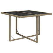 Tavolo da Giardino | Tavolino da esterno Beige 109x107x74 cm in Polyrattan e Vetro