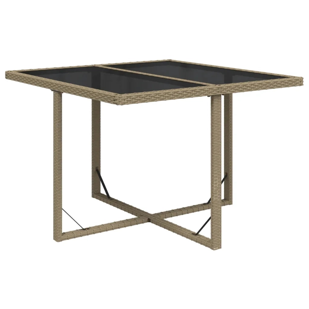 Tavolo da Giardino | Tavolino da esterno Beige 109x107x74 cm in Polyrattan e Vetro