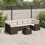 Set Divani da Giardino 8 pz con Cuscini Marrone in Polyrattan 3251080