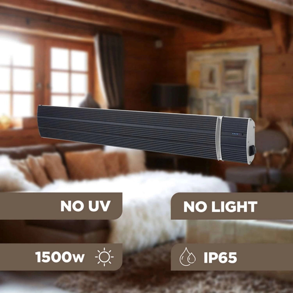 Sined Calore Nero 1500 Wifi Pannello Radiante Wifi Infrarossi In Ceramica Da 1500w Nero Nessuna Emissione Di Luce Elemento Riscaldante In Alluminio Estruso Rivestimento Ceramico Telecomando Ip65