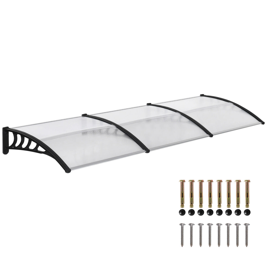 Tettoia Moderna in Policarbonato ¨C Xylo ¨C 303x96x27 cm Nero Trasparente