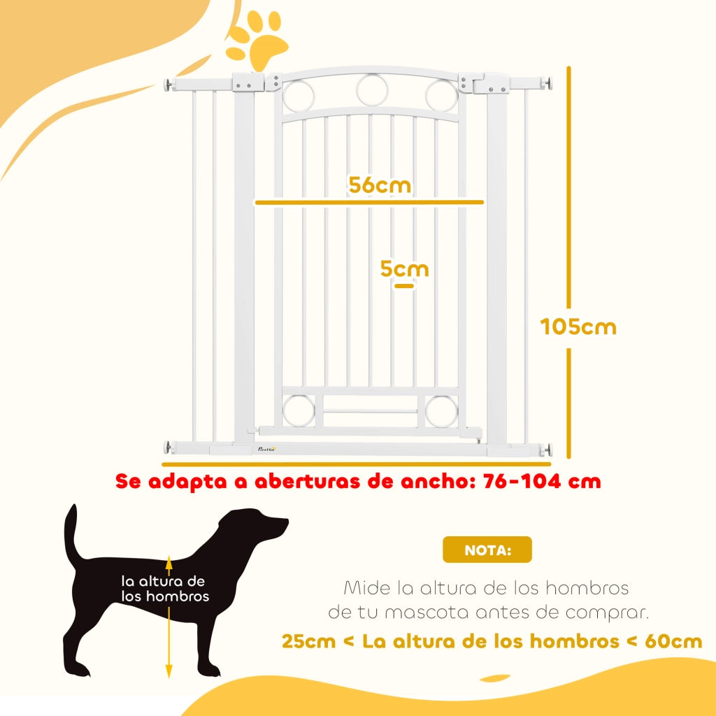 Barriera per Cani con Porta Regolabile ¨C Minimal ¨C Bianco 76-104 cm
