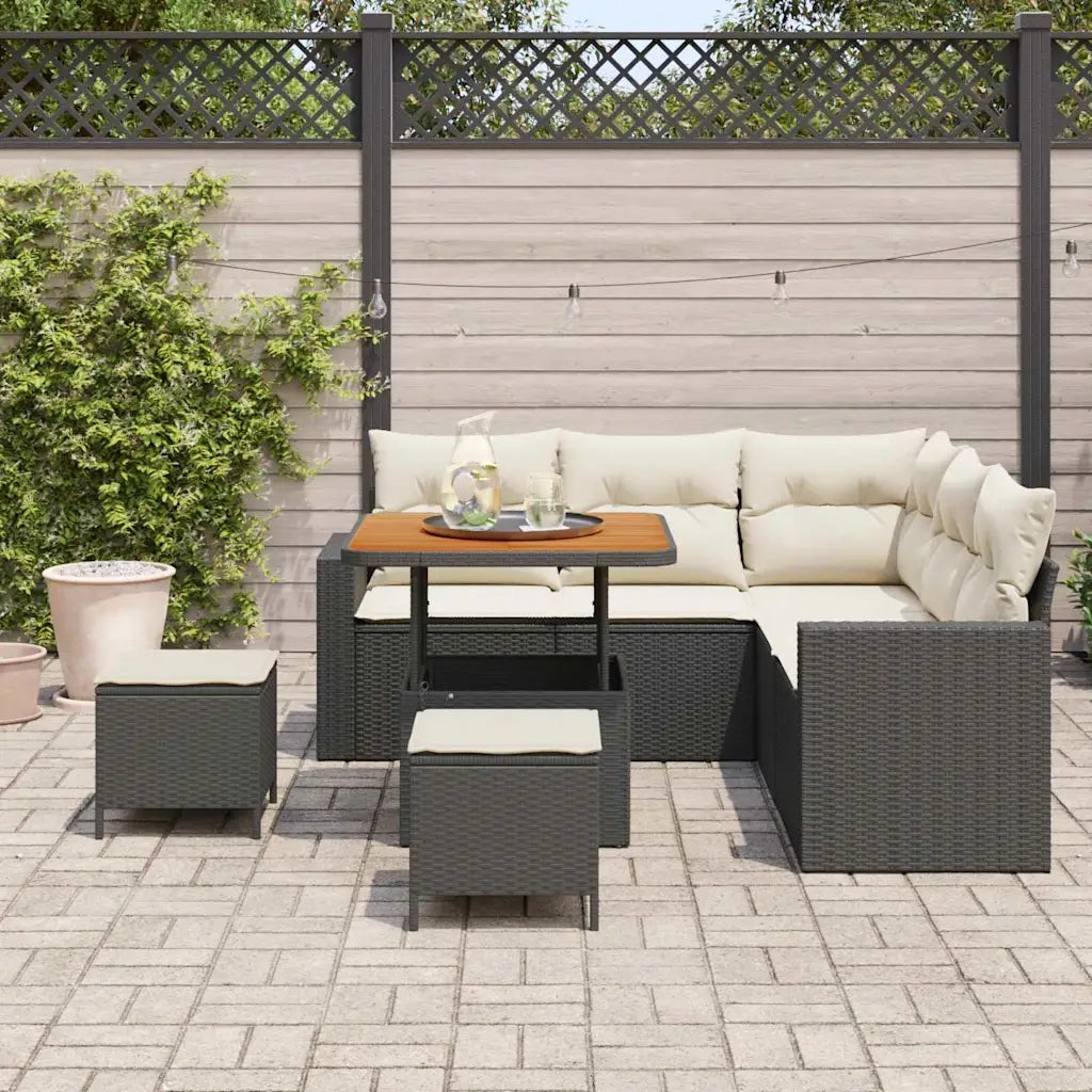 Set Divano da Giardino 8 pcs Nero polyrattan 3361610