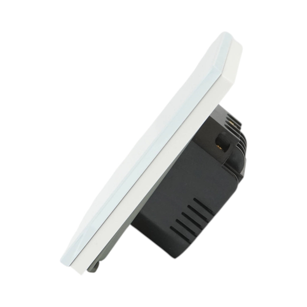 Interruttore a triplo tocco, bianco, 220V, spia luminosa, cornice in vetro 86x86x34mm
