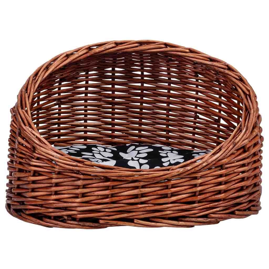 Lettino per animali domestici in vimini marrone 40x30x30 cm