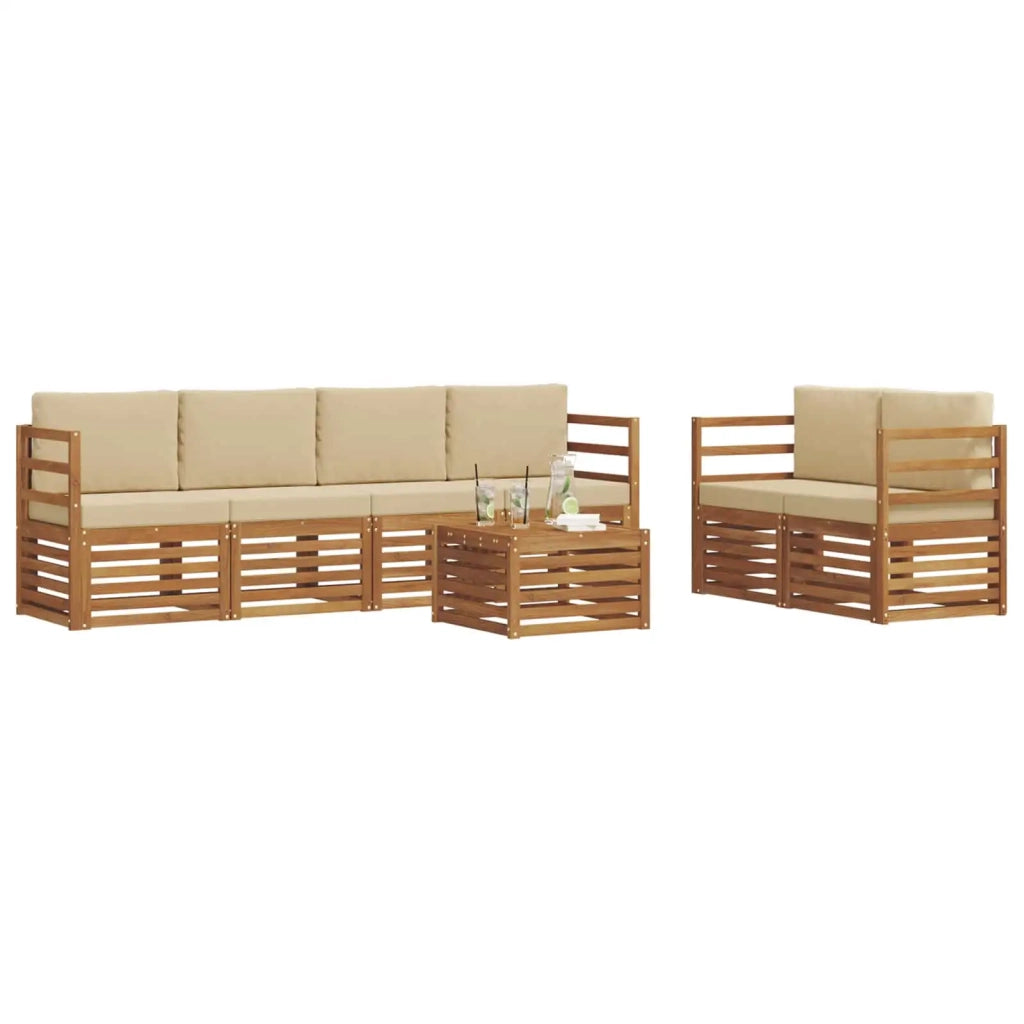 Set di divani da esterno 7 pz Naturale e Beige 3374393