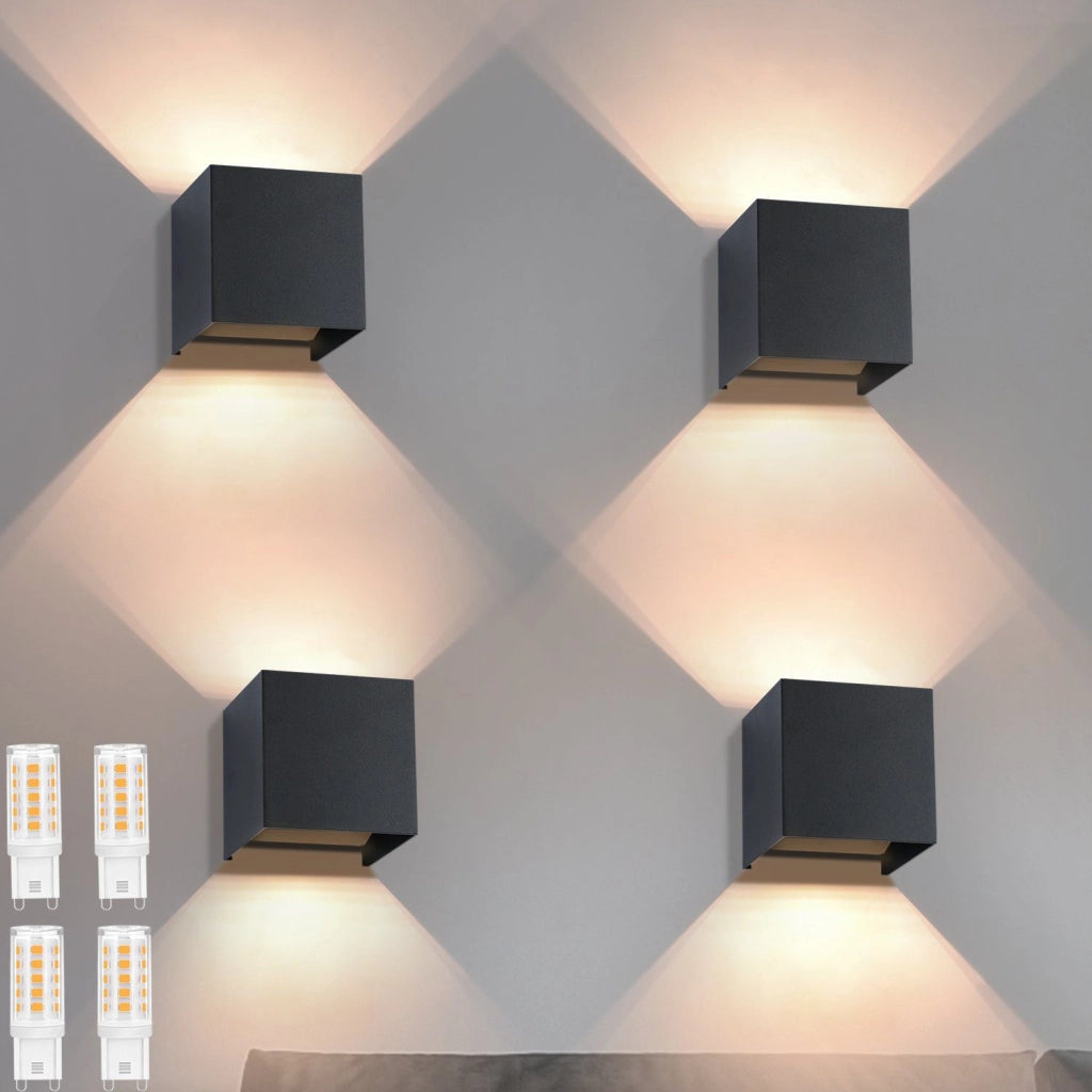 ZMH 4 Appliques LED da Muro Est Int Nere Up Down IP65 per Casa Scale
