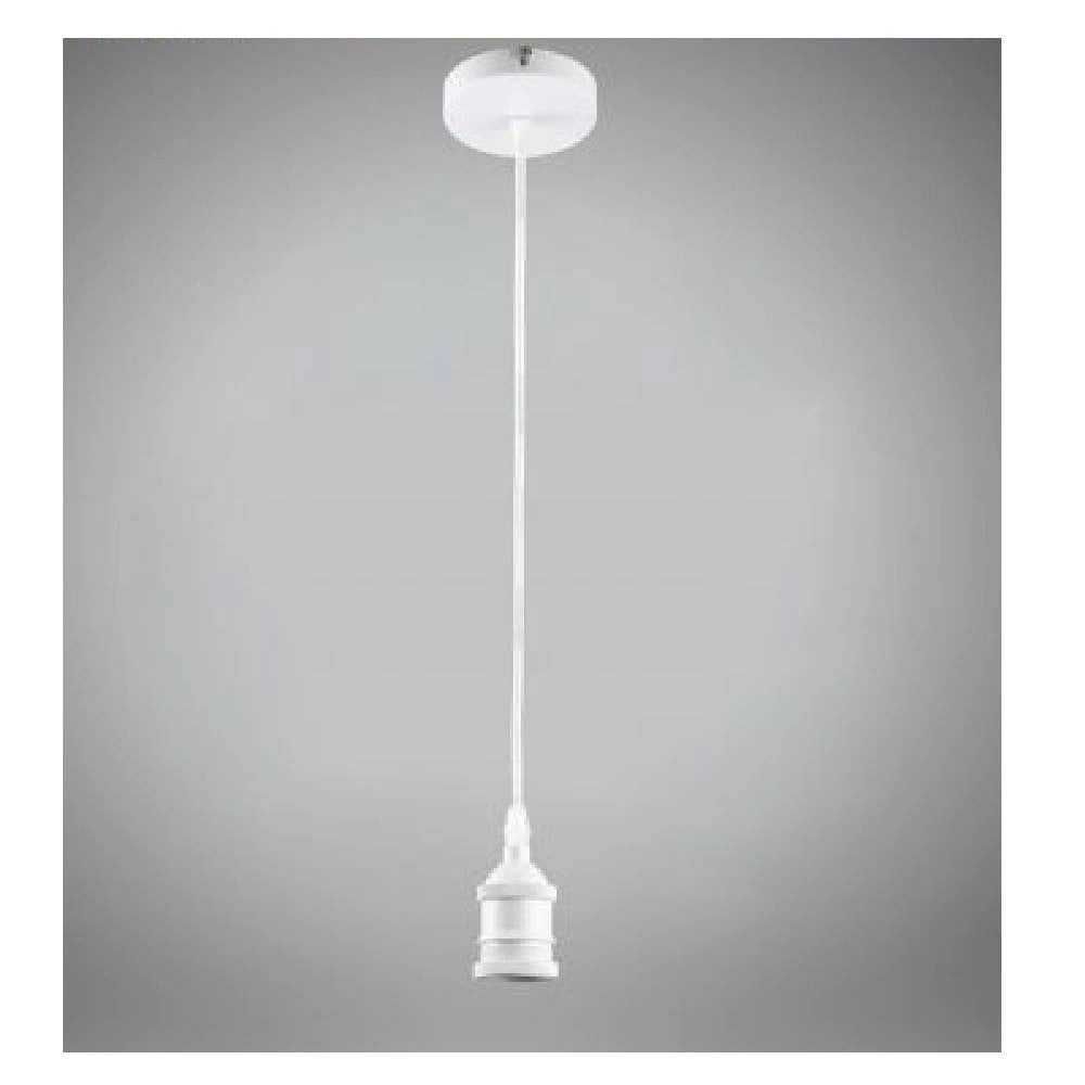 Trade Shop - Portalampada A Sospensione Cavo In Corda 2 Mt Per Lampadine E27 Bianco E27-2m-b -