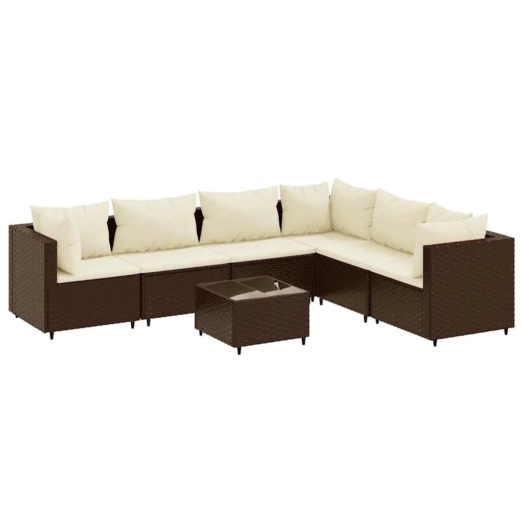 Set Divani da Giardino 7 pz con Cuscini in Polyrattan Marrone 3308145
