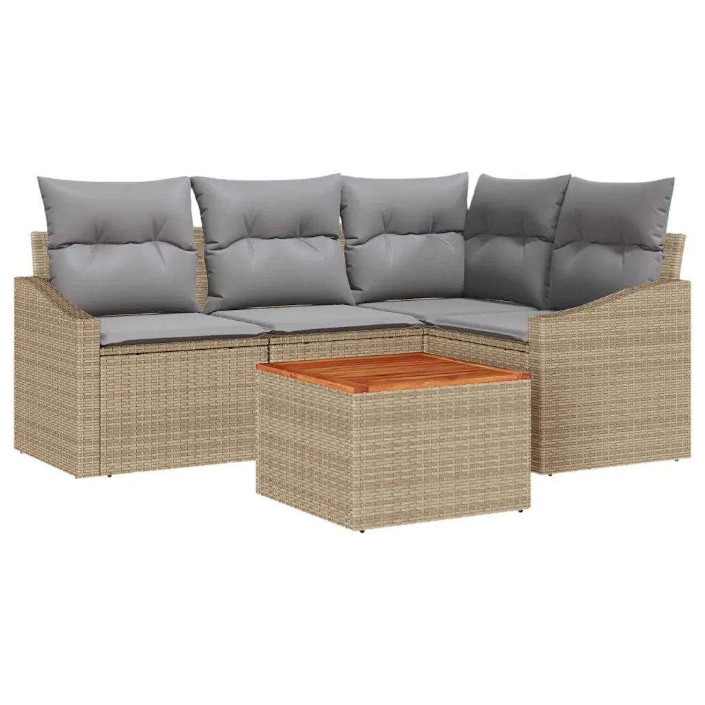 Set Divano da Giardino 5 pcs Beige e Grigio Chiaro polyrattan 3356495