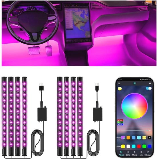 Illuminazione LED per Auto - Controllo via App e Porta USB - Accessori e Decorazioni per Auto