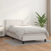 Giroletto a Molle con Materasso-Struttura Letto Bianco 100x200 cm in Similpelle 763188