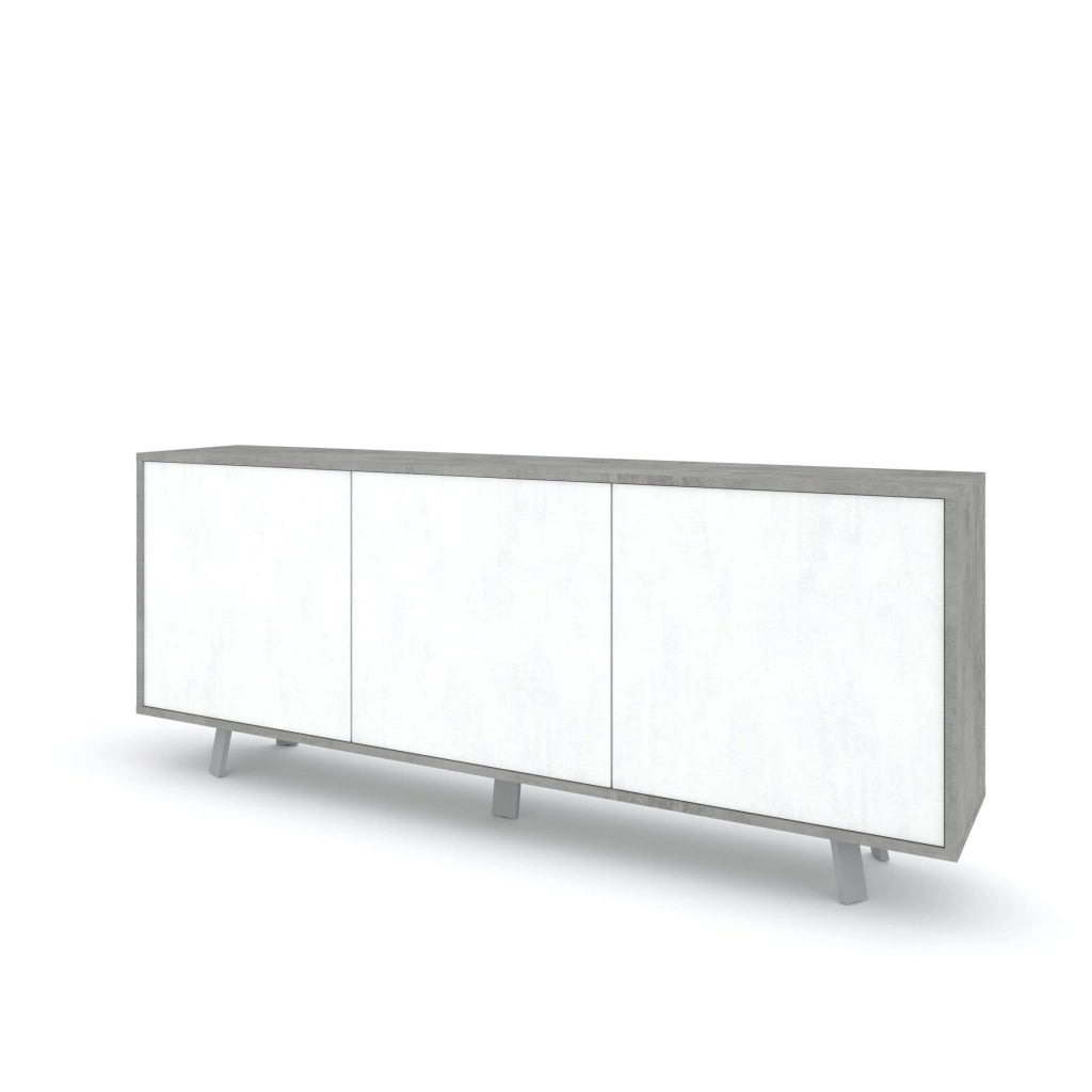 Buffet 3 ante VELBRUK cemento/bianco pietra