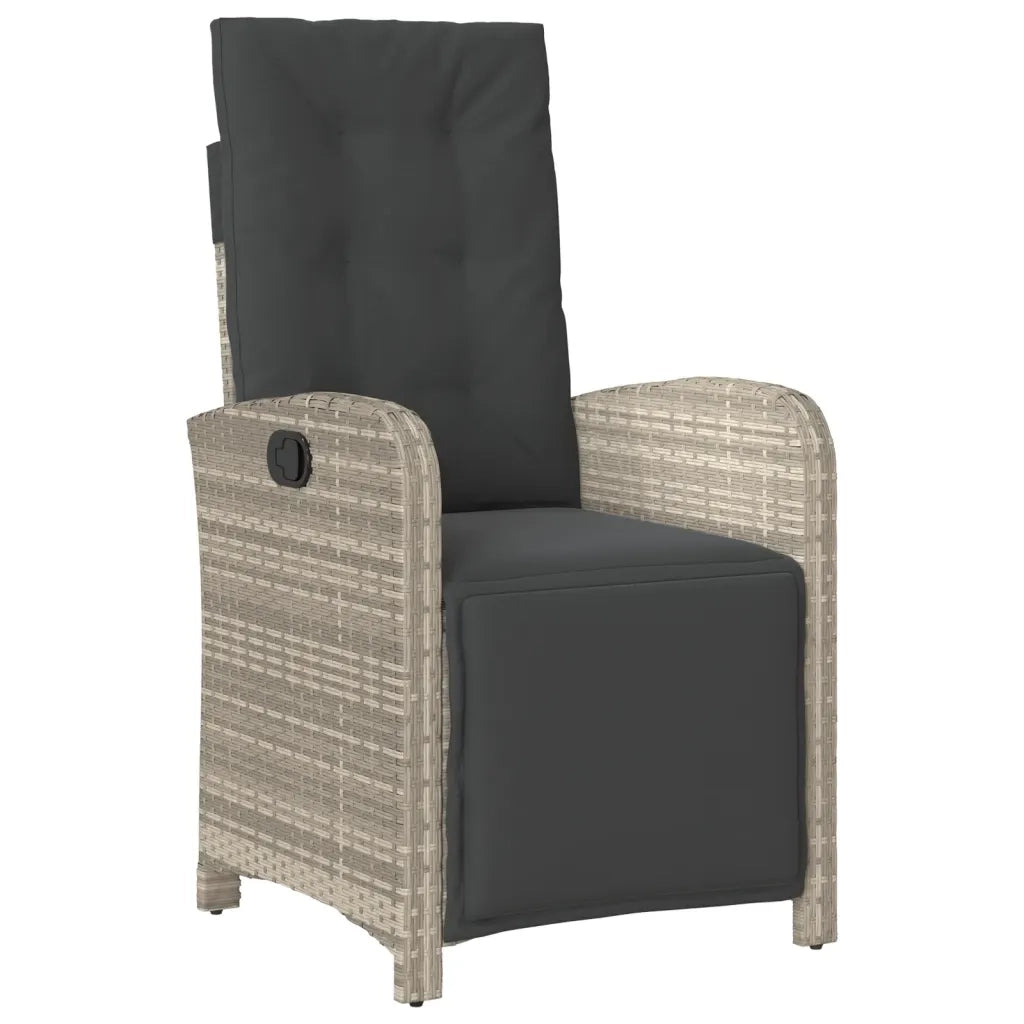 Set da Pranzo da Giardino 7 pz Cuscini Polyrattan Grigio Chiaro