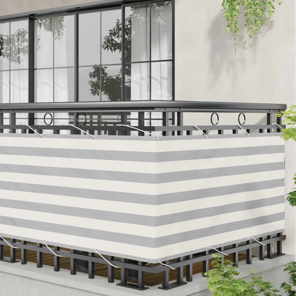Schermo da balcone | Paravento da Balcone Grigio chiaro e bianco 75 x 600 cm