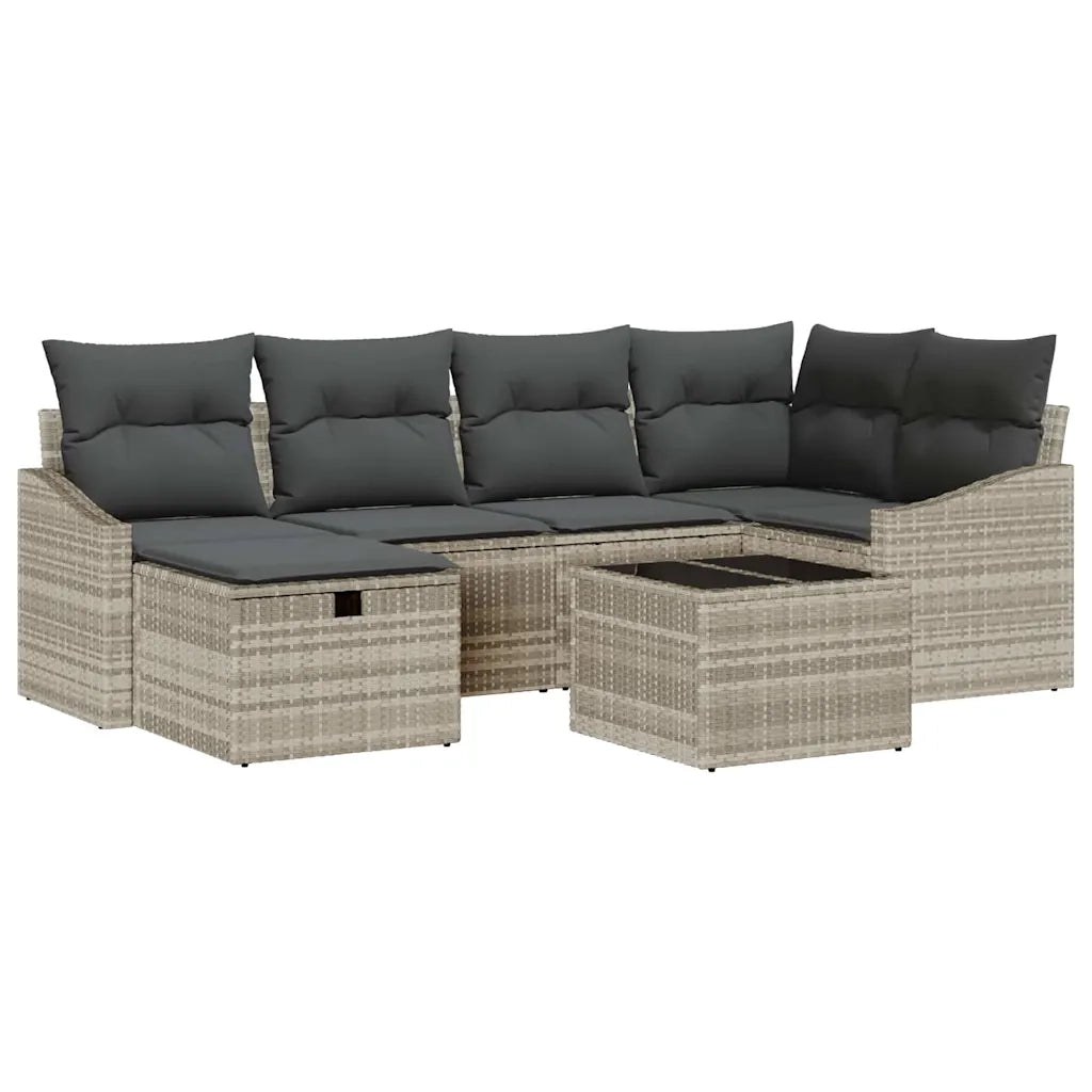 Set di divani 7 pcs Grigio chiaro e grigio polyrattan
