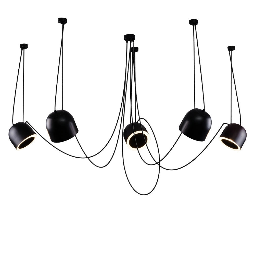 Lampada a sospensione DOBO Dohar nera 5 luci E14 80cm